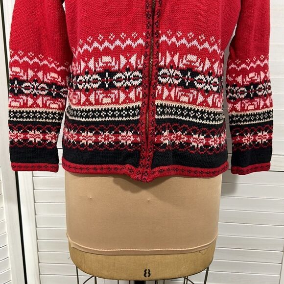 Christmas Sweater Jacket Small Vintage Ski Holiday 80s - Picture 12 of 14